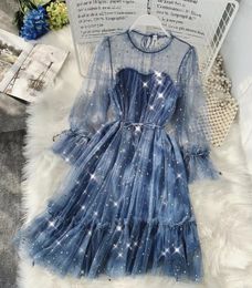 Womens Dress Celebrity Sequin Screen Shining Fairy Dress Womens Elegant Shining Gauss Princess Puff Dress Real time Photo of Long Dress 240229