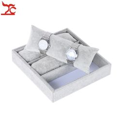 Jewellery Pouches Bags Velvet Display Pillow Case 3 Grid Bracelet Bangle Organiser Box Necklace Watch Chain Cushion Tray Holder187K