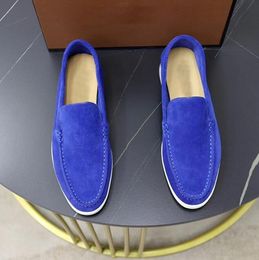 Loafers Couples Suede leather Mens Casual Shoes Walk shoes luxury sneakers nubuck Lock designer Flats Slip-on dress shoe Large size 45 46 with box