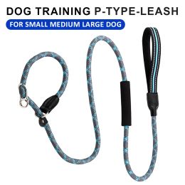 Leashes P Chain Dog Training Leash Collar AntiChoking Heavy Duty Nylon Rope for Big Large Medium Small Dog Walking Accessories Products