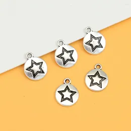Charms 30pcs/Lots 11x14mm Antique Silver Plated Stars Star Pendants For DIY Keychain Jewelry Making Supplies Accessories