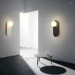 Wall Lamp Nordic Glass Lampshade Minimalism LED Bedroom Bedside Lights For Home Decoracion Habitacion Lamps Art Light