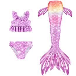 Mayo 2 ~ 12y Toddler Bebek Kızlar Mayo Küçük Kızlar Mayo Deniz Kızı Kuyruklu Çocuk Mayolar Bikini Set Yüzme Plajı Kıyafetleri