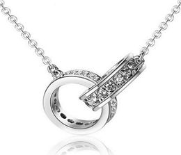 2021 LOVER Dual Circle Pendant Necklaces Gold Silver Colour Designer Necklace for Women Vintage Jewellery Set Collar Costume infinity4394170