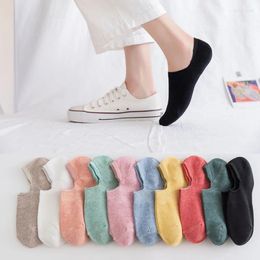 Women Socks 1Pairs Summer Candy Colour Thin Breathable Invisible Cute Silicone Non-Slip Shallow Mouth Cotton Boat Sock