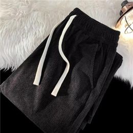 Men's Pants Corduroy Baggy Trousers For Men Loose Straight Sweatpants With Drawstring Waist Perfect Casual And Athleisure