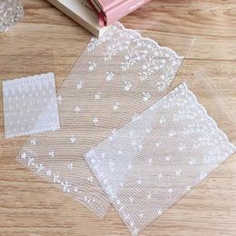 1000pcs White Lace Self-Sealing Cellophane Treat Bags, Clear Cookie Bags Candy Bags OPP Plastic Party Favor Bags for Wedding,Birthday