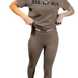 Designer Tracksuit Women Pants Suit Womens Two Pieces Jogger Set New Letters Printed Short Sleeve Sexy Fashion Tights Suits Yoga Pant Essentialsweatshirts T33467