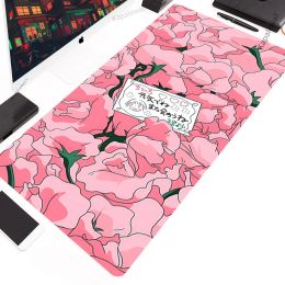 Pads Mousepad Kawaii XXL Computer Mouse Mat 900x400 Desk Mats Keyboard Pad Pink Flower Soft Gamer Carpet Office Desktop Mouse Pad XXL