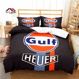 Set Gulf Racing Pattern Duvet Cover Set Bedding for Adult Kids Bed Set Comforter Cover Bedding Set 10 Sizes Sheer Curtains