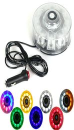 12V 10W Car Auto Round LED Beacon Emergency Strobe Flashing Warning Police Lights Roof Lightbar Amber Red Blue Magnetic Mounted8392075
