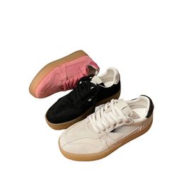 Spring 2024 new-style leather flat-soled casual board shoes tie-in sports father shoes