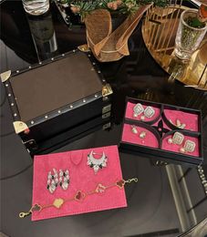 ILIVI Monogram Jewellery Box Collectable Black Diamond pattern Wine red Storage Classical Multi Purpose Makeup Case Organiser Fashio2891117