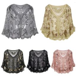 Scarves Women's 1920s Shawl Beaded Sequin Decor Lady Evening Cape Bolero Flapper Cover Up Blouse Banquet Stage Formal Accessories