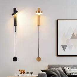 Wall Lamp Dimmable LED Gold/black Adjustable Rotating Simple Modern Corridor Aisle Restaurant For Living Room Bedside