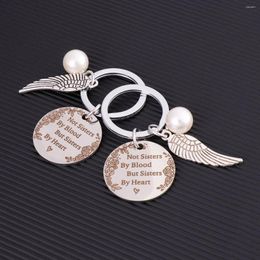 Keychains 3 Pcs Pearled Letter Printing Keyrings Girls Friendship Pendant Stainless Steel Confidante Key Holder Craft Ornaments