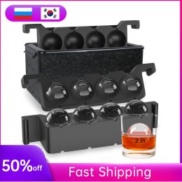 Tools EcoFriendly Clear Ice Ball Maker Mould 8pcs Silicone Whiskey Tray Mould BubbleFree Ice Cube Maker 2 Inch Ice Box Mould