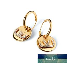 European and American Small round Biscuit Earrings for Women Ear Ring Texture New Rhinestone Studs Eardrop Earring Wholesale