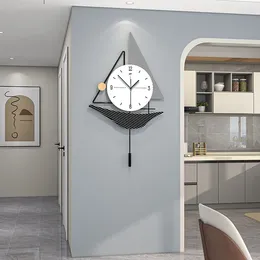 Wall Clocks Modern Swing Sailboat Clock Charming Nordic Minimalism Living Room Decoration Innovative Hanging For Stylish Homes