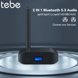 Speakers Tebe aptX HD/LL Bluetooth 5.3 Audio Receiver Transmitter with Antennae Aux Wireless Stereo Music Adapter for TV Car Speaker