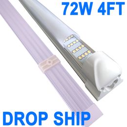 LED Shop Light 4Ft, 4 Rows 72W 7200LM 6500K, T8 LED Light Fixture, Milky Cover, Ceiling and Utility Shops Lighting, Linkable Tube Lights, Shop Lights Room, Cabinet crestech