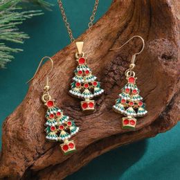 Necklace Earrings Set Christmas Tree Ornaments Elk Socks Santa Claus Snowman Lady's Holiday Gifts