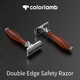 Colorlamb Wooden Handle Safety Razor for Men 11CM Double Edge 75g Classic Manual Barber Razor 240228