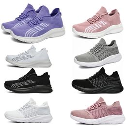 Running Shoes Women Breathable Soft Mesh Black White Purple Grey Pink Shoes Mens Trainers Sports Sneakers GAI