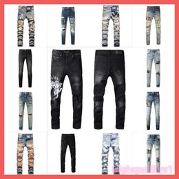 Jeans Amirs masculinos Ksubi Jeans Mens Designer Jeans Roxo Amirri Jeans para Homens Jeans com Buracos Homem Perna Reta Zíper Amari Hip Hop Bikers Motocicleta 1