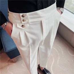 Pants British Style Business Casual Suit Pants Men Clothing Simple Solid Pantalon Homme Formal Wear Slim Fit Straight Office Trousers