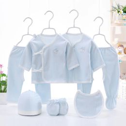 Sets 7Piece Newborn Baby Stuff Toddler Clothes Cartoon Cute Cotton Tshirt+Pants+Hats Infant Boys Girls Clothing Set Baby Underwear