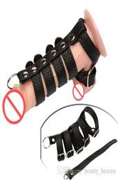 Sex Delay Leather Cock Ring Penis Rings Male Cage Ball Stretcher Penis Sleeves Scrotum Ring Erotic Sex Toys for Men3515201