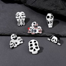 Halloween Creative Horror Skull Punk Alloy Brooch Commemorative Clothing Decoration Baked Paint Metal Badge