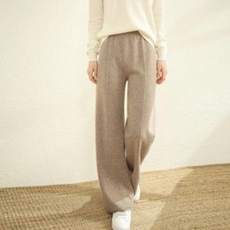 Women's Pants Cashmere In Autumn And Winter Merino Wool Thick Warm Andy Wide-leg Casual Fashion Drawstring Pants.