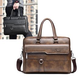 Backpack Men'S Leather Briefcase Lawyer Handbag Luxury Laptop 14Inch Shoulder Business Office Work Messenger Crossbody Side Designer Bag