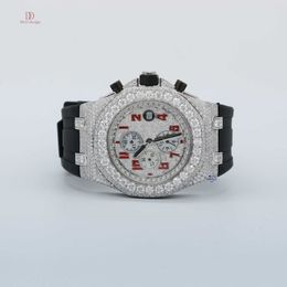 Emphasize that your wrist watch crafted with moissanite diamonds encrusted stainless steel luxury diamond jewelry for mens