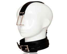Fetish Metal Nose Hook Leather Collar Neck Harness Headgear Bondage Restraint Adult Slave Game Sm Sex Toy For Men Women Couples Y19423079