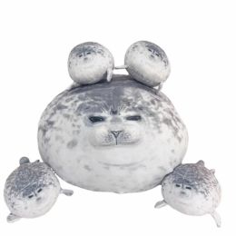 Cushions Mother and son Angry Blob Seal Pillow Seal fivepiece plush toy Chubby 3D Novelty Seal zipper toy boys girls Christmas gift
