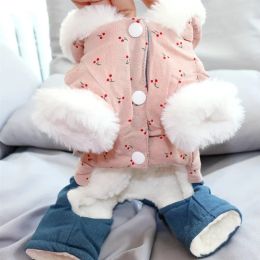 Rompers Winter Dog Outfit Thicken Warm Dog Clothes Jumpsuit Coat Jacket Puppy Overalls Yorkshire Pomeranian Poodle Bichon Costume