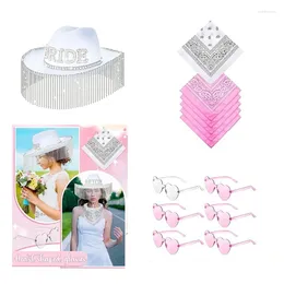 Berets Q1FA Western Cowboy Hat Eyewear For Bridal Shower Cowgirl Headscarf Costume Set