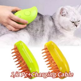 Grooming 3 In 1 Cat Steamy Brush Dog Massage Comb Usb Electric Water Spray Soft Silicone Pet Hair Removal Grooming Brush Cat Accessories