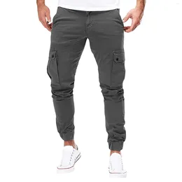 Men's Pants 2024 Autumn Cargo Fashion Male Solid Color Casual With Multi-Pocket Sweatpants Slim Jogging Straight Leg Trousers