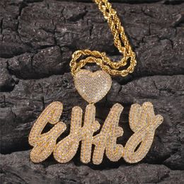 A-Z Custom Name Necklaces Women Gifts Personalised Nameplates Iced Out Zircon Full Diamond Necklace Pendant Hip Hop Jewelry266s
