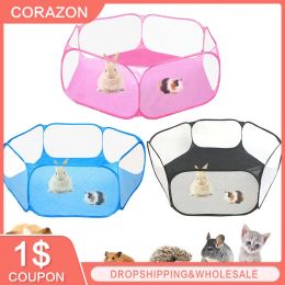 Cages NEW Small Animals Breathable Folding Fence Portable Small Pet Cage Tent Playpen For Hamster Hedgehog Puppy Cat Rabbit Guinea Pig