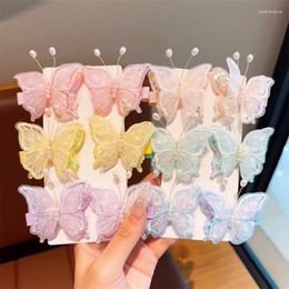 Hair Accessories 2PCS Princess Lovely Embroidered Butterfly Girls Hairpins Children Headwear Hairgrip Clips Barrettes