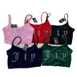 Velvet Camisole Top Tank Top Crop Top for Vest Gym Fitness Spring Summer Women Jogger Top Rhinestone Sleeveless Top