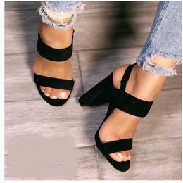 2024 Sandals High Gladiator Fashion Women Heels Open Toe Ankle Strap Faux Suede Shoes Size 35-40 Pumps Blac 18