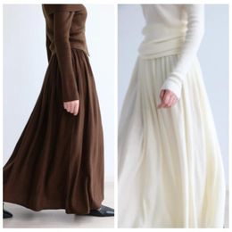 Skirts Vintage Maxi For Women Floor-Length Casual Long Skirt Autumn Winter Women's High Waist A-Line Pleated Knitted