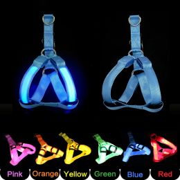 Harnesses Luminous Dog Harness Charging AntiLost/Car Accident Light Dog Breastband Safe Led Adjustable Vest for Pets Dogs Acessorios