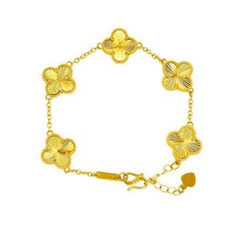 Designer Van cl-ap A niche design of Vietnamese gold copper alloy five flower lucky grass hollowed out bracelet for womens light luxury high-end jewelry ZQDS